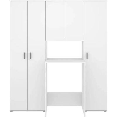 Pegane Meuble Buanderie Multifonction avec 2 Colonne de Rangement coloris Blanc - Publicité Pegane Meuble Buanderie Multifonction avec 2 Colonne de Rangement coloris Blanc - Publicité