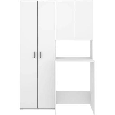 Pegane Meuble de buanderie avec colonne de rangement et espace lave-linge coloris Blanc - Publicité Pegane Meuble de buanderie avec colonne de rangement et espace lave-linge coloris Blanc - Publicité