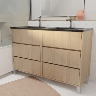 AURLANE Modèle PACM721 - Meuble de bain avec 6 tiroirs et double lavabo - Publicité AURLANE Modèle PACM721 - Meuble de bain avec 6 tiroirs et double lavabo - Publicité