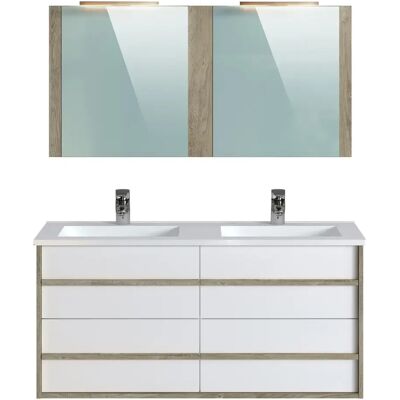 Pegane meuble salle de bain double vasque - Chêne - Publicité Pegane meuble salle de bain double vasque - Chêne - Publicité