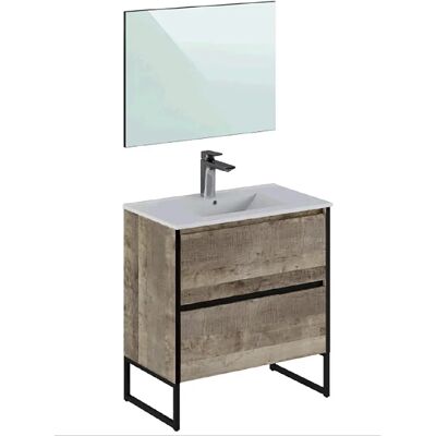Pegane Meuble de salle de bain 2 tiroirs - Noyer - Publicité Pegane Meuble de salle de bain 2 tiroirs - Noyer - Publicité