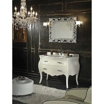 Kiamami Valentina - Armoire de salle de bain baroque shabby blanc avec tiroirs et jambes - Publicité Kiamami Valentina - Armoire de salle de bain baroque shabby blanc avec tiroirs et jambes - Publicité