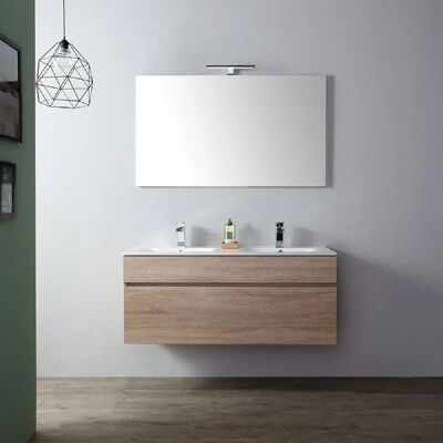 Kiamami valentina Ensemble meuble salle de bain double vasque - Chêne - Publicité Kiamami valentina Ensemble meuble salle de bain double vasque - Chêne - Publicité