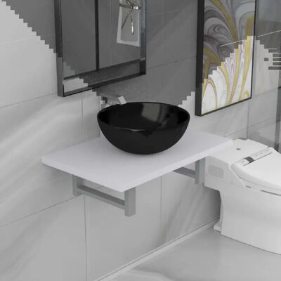 Ensemble Mobilier Salle de Bain Blanc Vidaxl - Étagère Murale & Lavabo Rond - Publicité Ensemble Mobilier Salle de Bain Blanc Vidaxl - Étagère Murale & Lavabo Rond - Publicité