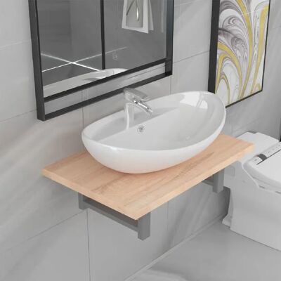 vidaXL Lavabo Ovale de Salle de Bain et Étagère Murale - Ensemble de Meubles de Salle de Bain - Publicité vidaXL Lavabo Ovale de Salle de Bain et Étagère Murale - Ensemble de Meubles de Salle de Bain - Publicité