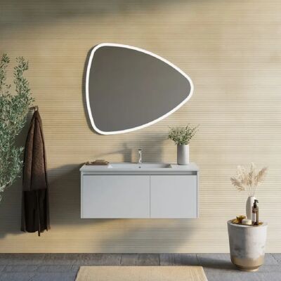 Meuble de salle de bain blanc Monaco - Lavabo et miroir - Publicité Meuble de salle de bain blanc Monaco - Lavabo et miroir - Publicité