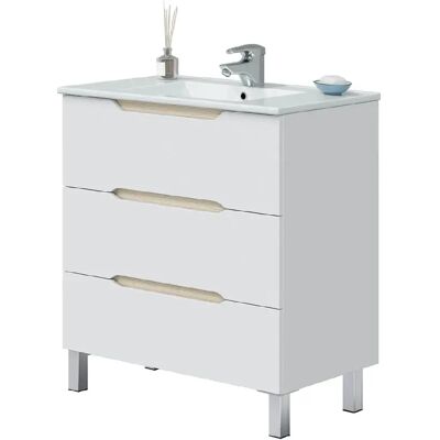Pegane Meuble de salle de bain - Blanc - Publicité Pegane Meuble de salle de bain - Blanc - Publicité