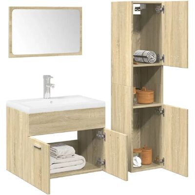vidaXL Ensemble Salle de Bain 4 Pièces - Chêne Sonoma - Publicité vidaXL Ensemble Salle de Bain 4 Pièces - Chêne Sonoma - Publicité