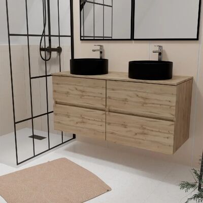 AURLANE Timber Meuble Salle de Bain - Chêne Naturel - Publicité AURLANE Timber Meuble Salle de Bain - Chêne Naturel - Publicité