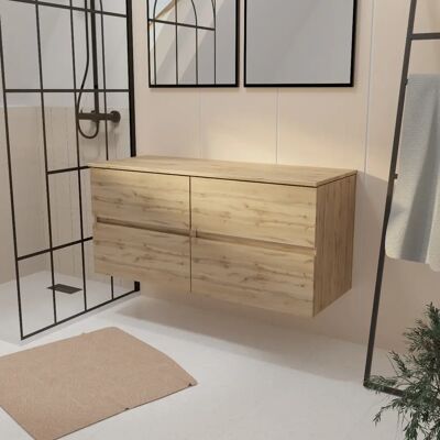 AURLANE Armoire de Salle de Bain - 120cm, 4 Tiroirs, Finition Chêne - Mobilier de Salle de Bain - Publicité AURLANE Armoire de Salle de Bain - 120cm, 4 Tiroirs, Finition Chêne - Mobilier de Salle de Bain - Publicité