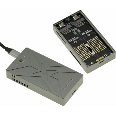 Boîtier en aluminium Kalea-Informatique USB 3.2 - Supporte 2 SSD M.2 NVMe RAID - Publicité Boîtier en aluminium Kalea-Informatique USB 3.2 - Supporte 2 SSD M.2 NVMe RAID - Publicité