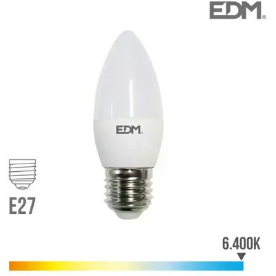 EDM Ampoule LED E27 5W 400lm - Bougie - G - 6400K - Publicité EDM Ampoule LED E27 5W 400lm - Bougie - G - 6400K - Publicité
