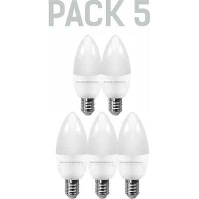 Pack x5 LEDECO Silver Electronics Candle Bulb 5W E14 4000K 380lm Neutral White Light - Publicité Pack x5 LEDECO Silver Electronics Candle Bulb 5W E14 4000K 380lm Neutral White Light - Publicité