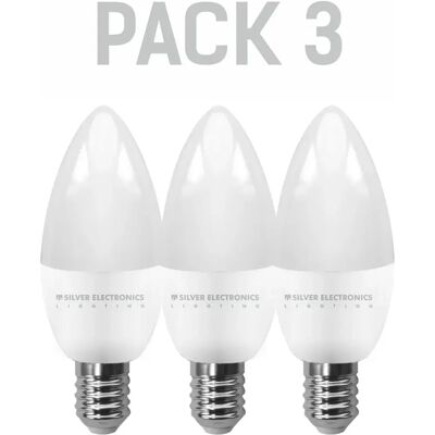Pack x3 ampoules LEDECO Vela Silver Electronics E14 600lm 7W 3000K 160º. Publicité Pack x3 ampoules LEDECO Vela Silver Electronics E14 600lm 7W 3000K 160º. Publicité
