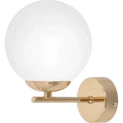 Applique loft blanche dorée globe E14 10W Kaja REA - Publicité Applique loft blanche dorée globe E14 10W Kaja REA - Publicité