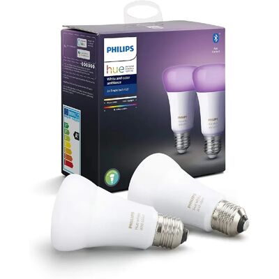 Philips ampoules LED connectées E27 - pack de 2 - Publicité Philips ampoules LED connectées E27 - pack de 2 - Publicité