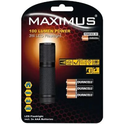Maximus Lampe Torche LED FL011DU - 3W, 100lm, Aluminium & Caoutchouc - Publicité Maximus Lampe Torche LED FL011DU - 3W, 100lm, Aluminium & Caoutchouc - Publicité