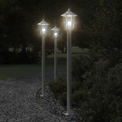 Lampes d'extérieur 3 pcs argent 120 cm vidaXL - Lampes au sol extérieures - Publicité Lampes d'extérieur 3 pcs argent 120 cm vidaXL - Lampes au sol extérieures - Publicité