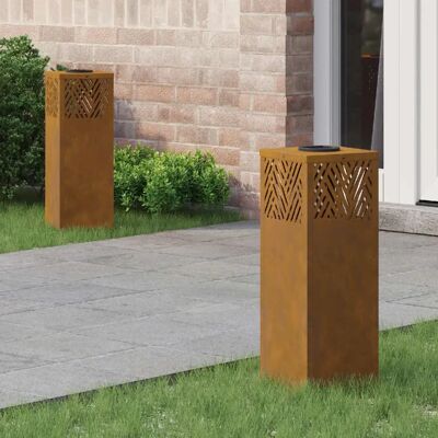 vidaXL Lumière de chemin LED solaire 2 pcs Bronze Acier patiné - Publicité vidaXL Lumière de chemin LED solaire 2 pcs Bronze Acier patiné - Publicité