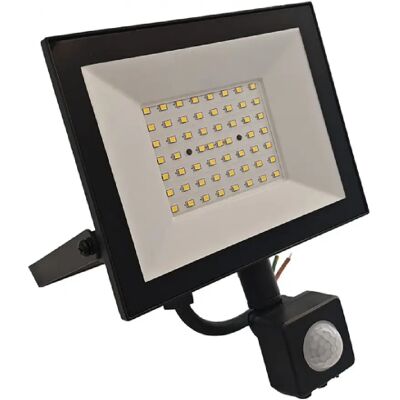 Projecteur LED 50W PIR noir 4000K 4500lm IP54 Ecolight - Publicité Projecteur LED 50W PIR noir 4000K 4500lm IP54 Ecolight - Publicité