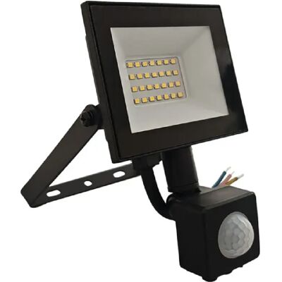 Projecteur LED 20W PIR 4000K 1800lm IP54 noir Ecolight - Publicité Projecteur LED 20W PIR 4000K 1800lm IP54 noir Ecolight - Publicité