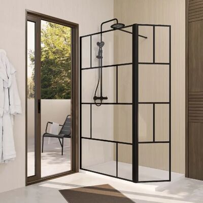 Aurlane Paroi de douche avec volet pivotant - Publicité Aurlane Paroi de douche avec volet pivotant - Publicité