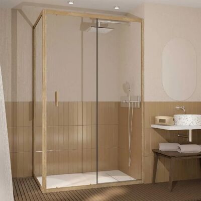 Aurlane - Modèle 120x80x200 - Porte de Douche Effet Bois - Publicité Aurlane - Modèle 120x80x200 - Porte de Douche Effet Bois - Publicité