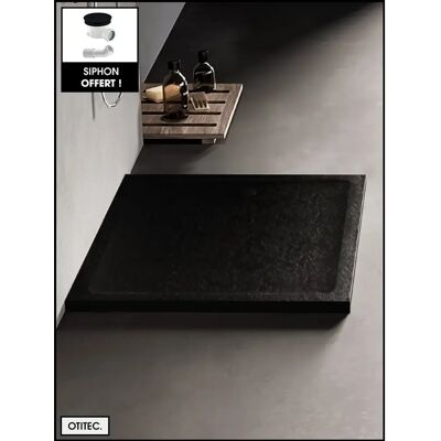 Moon Stone Bac à douche rectangulaire - 90x110cm, noir - Publicité Moon Stone Bac à douche rectangulaire - 90x110cm, noir - Publicité