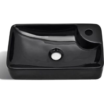 HelloShop26 - 44x25 Ceramic - Noir - Lavabo de salle de bains - Publicité HelloShop26 - 44x25 Ceramic - Noir - Lavabo de salle de bains - Publicité
