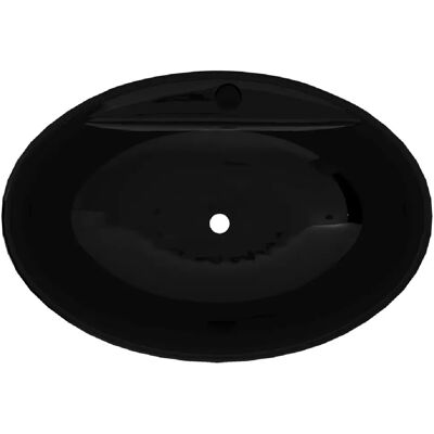 Helloshop26 - Oval Ceramic Sink with Overflow - Negro - Ceramic - Bathroom Sink - Publicité Helloshop26 - Oval Ceramic Sink with Overflow - Negro - Ceramic - Bathroom Sink - Publicité