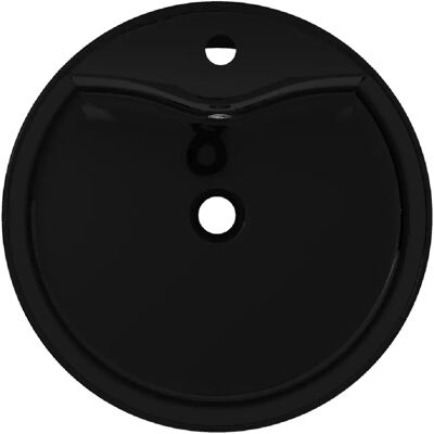 Helloshop26 - Fregadero redondo 46,5 cm - Ceramic - Noir - Bathroom Sink - Publicité Helloshop26 - Fregadero redondo 46,5 cm - Ceramic - Noir - Bathroom Sink - Publicité