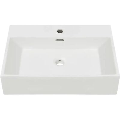 Helloshop26 Vasque lavabo avec trou de robinet en céramique 60,5 cm blanc 02_0002534 - Publicité Helloshop26 Vasque lavabo avec trou de robinet en céramique 60,5 cm blanc 02_0002534 - Publicité
