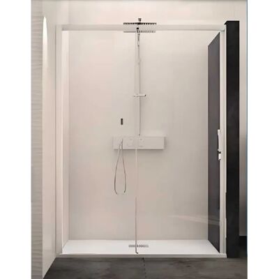 Kinedo PA649BTNEG Paroi de douche coulissante sans seuil 142-155 cm blanc verre transparent - Publicité Kinedo PA649BTNEG Paroi de douche coulissante sans seuil 142-155 cm blanc verre transparent - Publicité