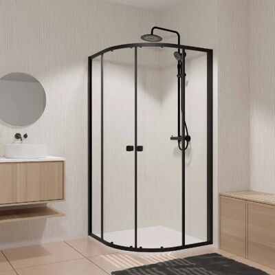 Aurlane Porte de douche coulissante quart de cercle 90 cm - Publicité Aurlane Porte de douche coulissante quart de cercle 90 cm - Publicité