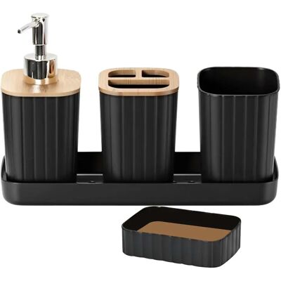 Avizar Set d'Accessoires Salle de Bain 5 pièces Porte-Brosse à Dents et Gobelet Noir - Publicité Avizar Set d'Accessoires Salle de Bain 5 pièces Porte-Brosse à Dents et Gobelet Noir - Publicité