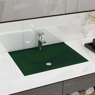 Lavabo de luxe vidaXL avec trou pour robinet Vert Foncé - Lavabo de salle de bain - Publicité Lavabo de luxe vidaXL avec trou pour robinet Vert Foncé - Lavabo de salle de bain - Publicité