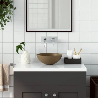 vidaXL Lavabo de Salle de Bain en Céramique Crème Rond - Lavabo de Salle de Bain - Publicité vidaXL Lavabo de Salle de Bain en Céramique Crème Rond - Lavabo de Salle de Bain - Publicité