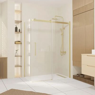 Aurlane Porte de douche Railroad Gold - Verre trempé 140x200 cm - Publicité Aurlane Porte de douche Railroad Gold - Verre trempé 140x200 cm - Publicité