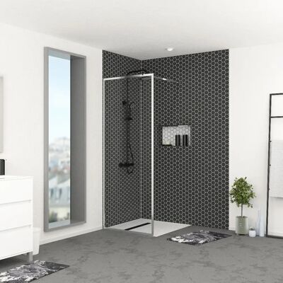 AURLANE Paroi de douche Chromed Contouring 80cm - Chrome - Publicité AURLANE Paroi de douche Chromed Contouring 80cm - Chrome - Publicité