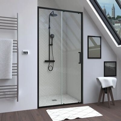 Paroi de douche noire mate Aurlane - 100x200cm - Publicité Paroi de douche noire mate Aurlane - 100x200cm - Publicité