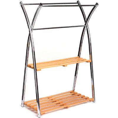Pegane Porte-serviettes avec étagères - Bois - Publicité Pegane Porte-serviettes avec étagères - Bois - Publicité