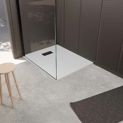 Aurlane - Plato Ducha Blanco Efecto Piedra 90x120cm - Grille perforée noire - Shower tray - Publicité Aurlane - Plato Ducha Blanco Efecto Piedra 90x120cm - Grille perforée noire - Shower tray - Publicité
