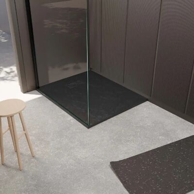 Aurlane - Plateau de Douche Noir Effet Pierre 80x100cm avec Grille en Acier Inoxydable - Plateau de Douche - Publicité Aurlane - Plateau de Douche Noir Effet Pierre 80x100cm avec Grille en Acier Inoxydable - Plateau de Douche - Publicité