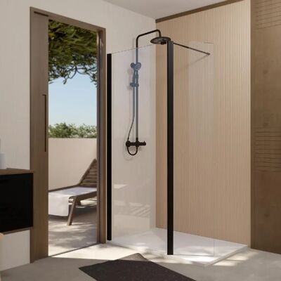 Aurlane Cabine de Douche Noire Extensible 80+40x200cm - Profil + Barre - Publicité Aurlane Cabine de Douche Noire Extensible 80+40x200cm - Profil + Barre - Publicité