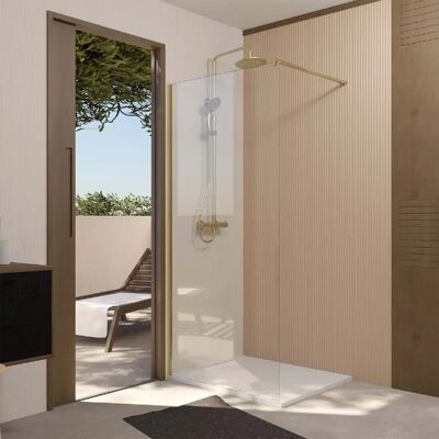 Paroi de Douche Aurlane 90x195cm Finition Or - Verre Trempé 5mm - Publicité Paroi de Douche Aurlane 90x195cm Finition Or - Verre Trempé 5mm - Publicité
