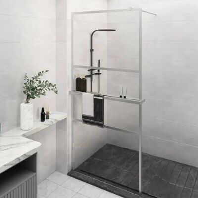 Paroi de douche walk-in avec étagère 80x195 cm verre ESG aluminium vidaXL - Publicité Paroi de douche walk-in avec étagère 80x195 cm verre ESG aluminium vidaXL - Publicité