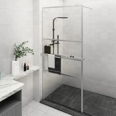 vidaxl Paroi de douche en verre ESG 90x195 cm avec étagère - Publicité vidaxl Paroi de douche en verre ESG 90x195 cm avec étagère - Publicité