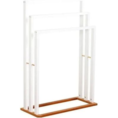 Pegane Porte-serviettes en bambou - Blanc - Publicité Pegane Porte-serviettes en bambou - Blanc - Publicité