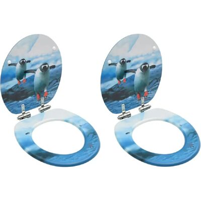 Assise de toilette vidaXL avec design de pingouin - Fermeture douce - 2 pcs - Publicité Assise de toilette vidaXL avec design de pingouin - Fermeture douce - 2 pcs - Publicité