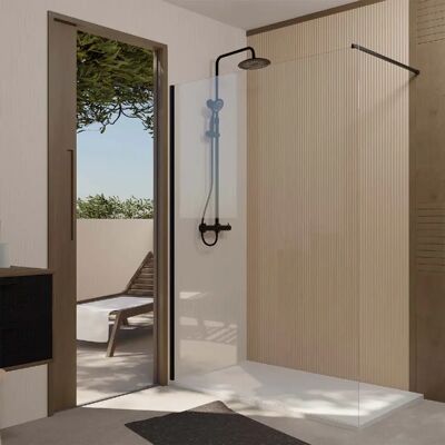 Aurlane - Paroi de Douche 140x200 cm Verre Trempé - Profil Noir Mat - Publicité Aurlane - Paroi de Douche 140x200 cm Verre Trempé - Profil Noir Mat - Publicité